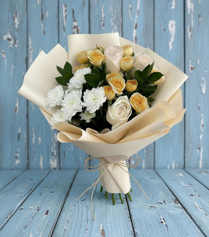 Букет цветов из: Розы и Хризантемы в Горнореченском