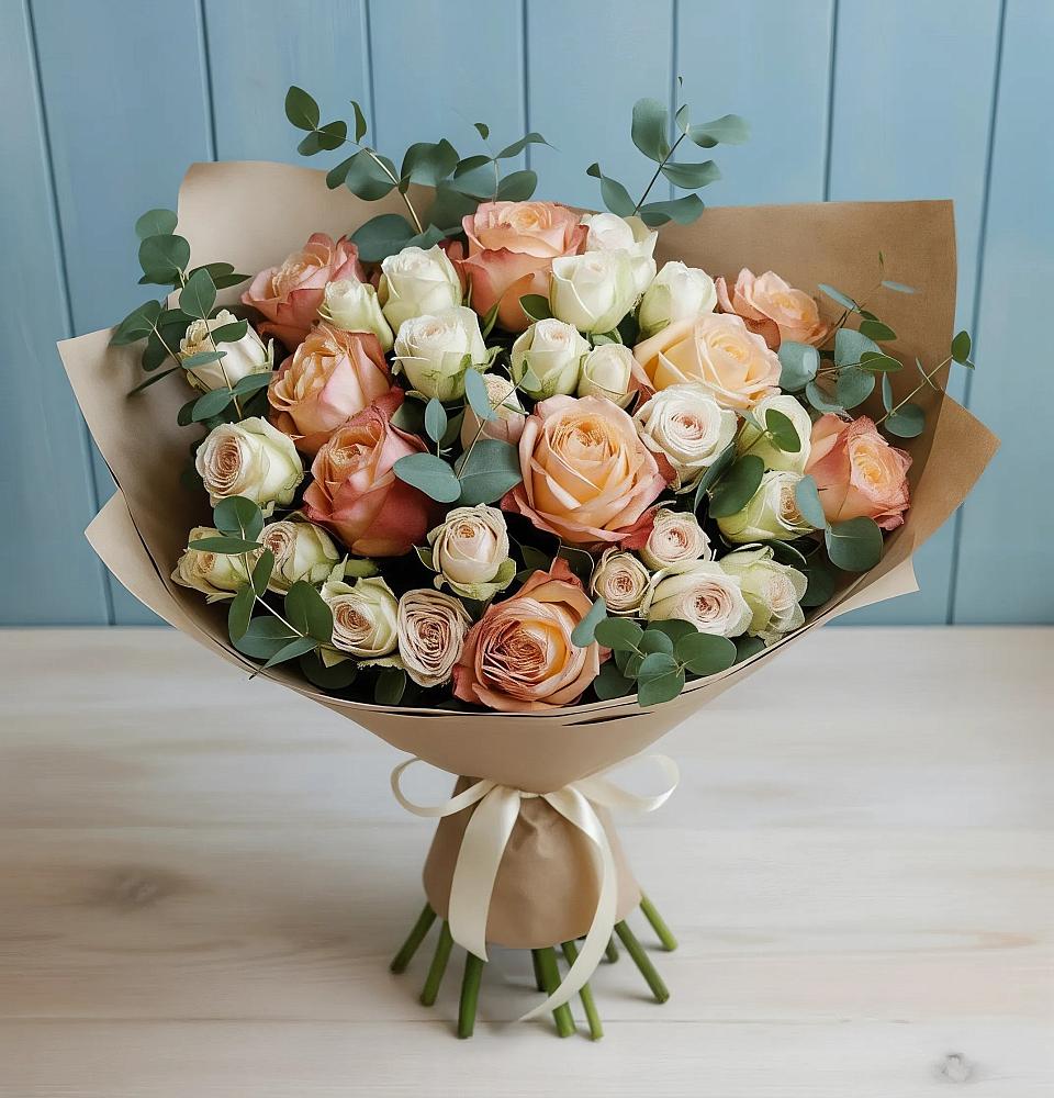 Букет цветов из: Альстромерии и Розы в Горнореченском