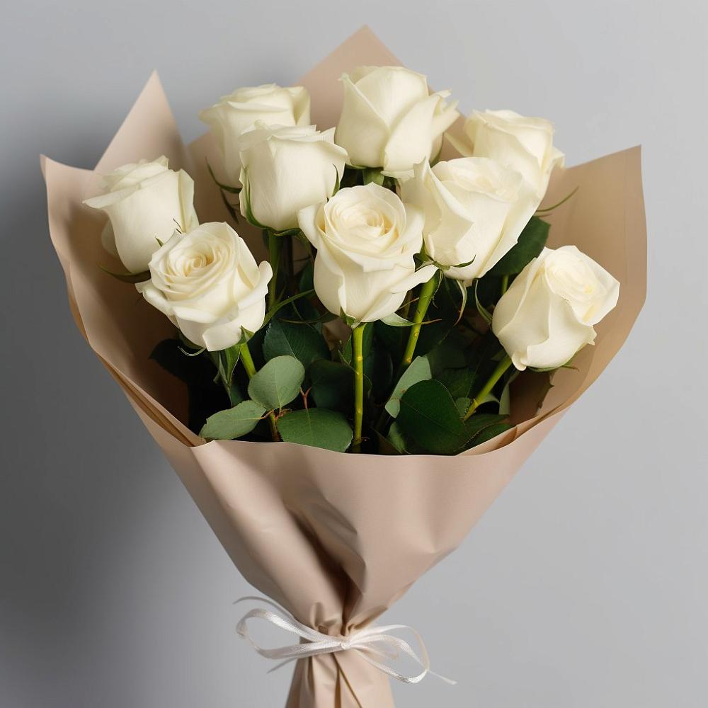 Букет 9 Белых роз Эдлесс Лав в Горнореченском