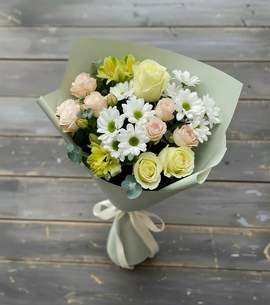 Букет цветов из: Альстромерии, Розы и Хризантемы в Горнореченском
