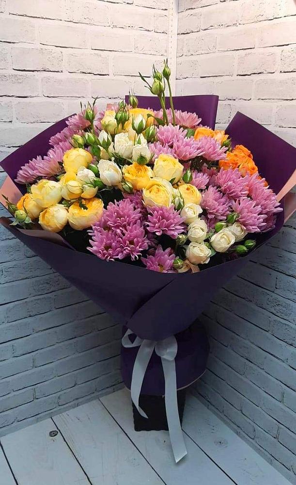 Букет цветов из: Хризантемы и Розы в Горнореченском