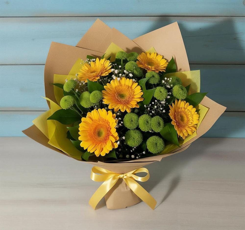 Букет цветов из: Герберы и Хризантемы в Горнореченском
