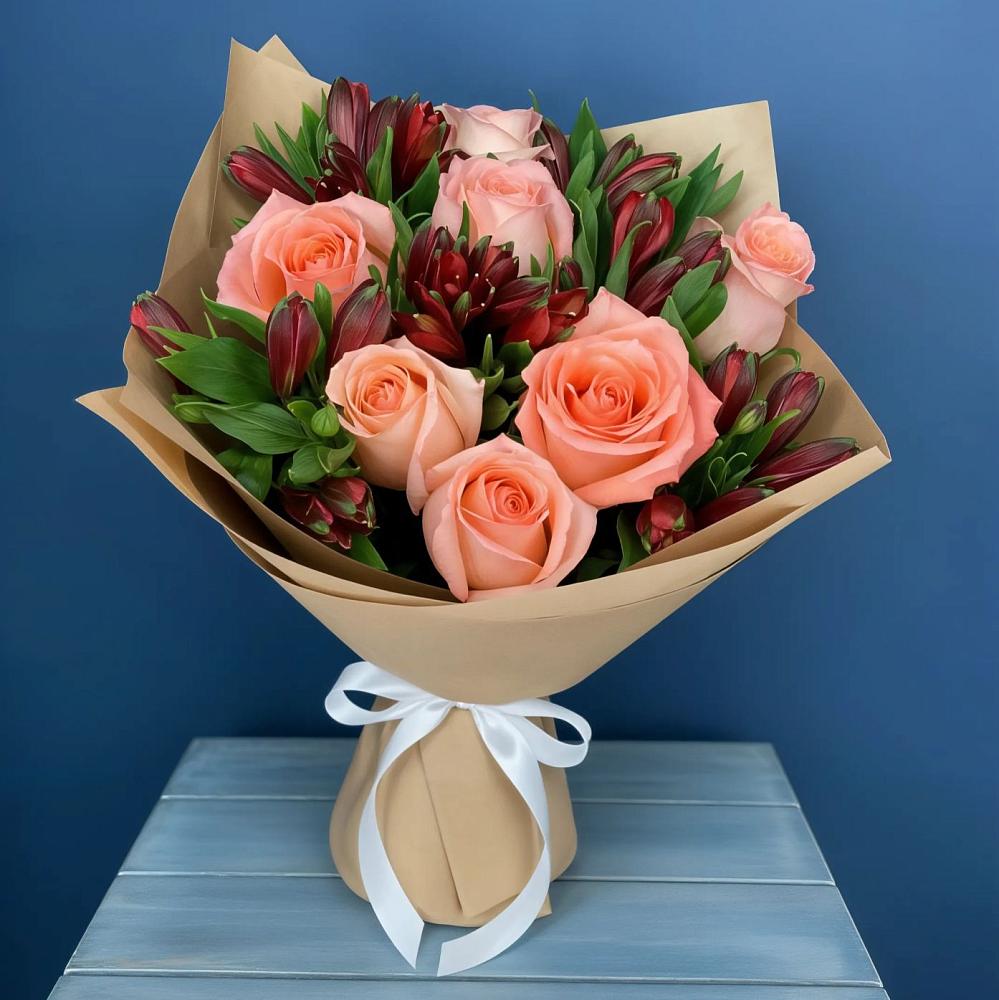 Букет цветов из: Розы и Альстромерии в Горнореченском