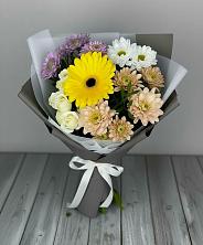 Букет цветов из:  Розы, Герберы и Хризантемы в Горнореченском