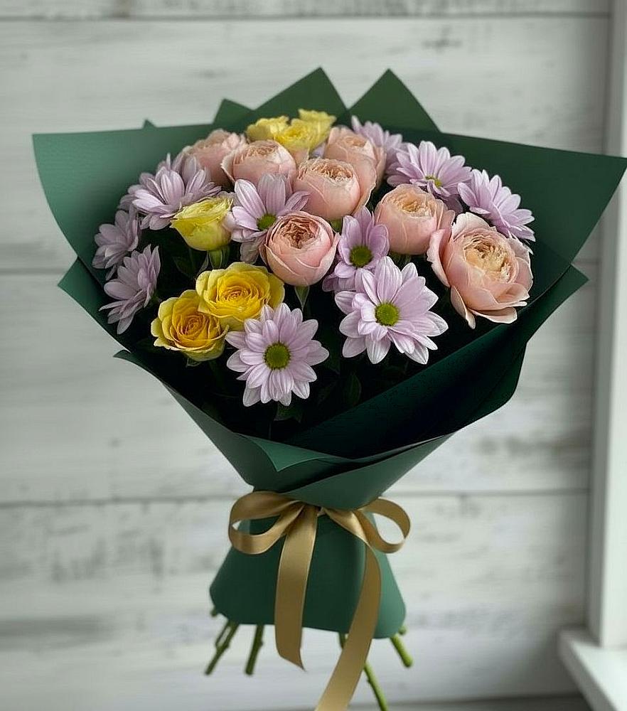 Букет цветов из: Хризантемы и Розы в Горнореченском