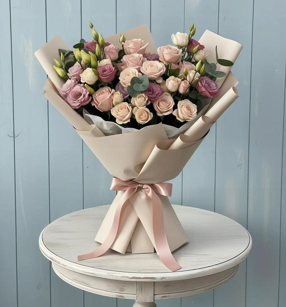 Букет цветов из: Розы и Лизиантусы в Горнореченском