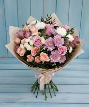 Букет цветов из:  Хризантемы, Розы и Альстромерии #REPLACE_PRED# Горнореченском